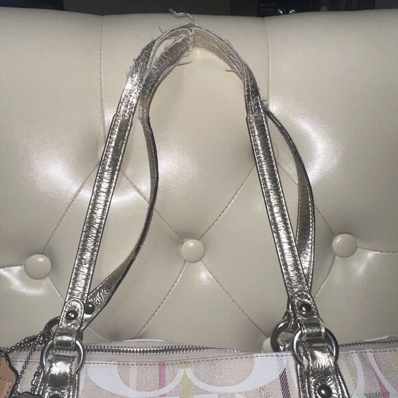 Coach Tattersall Sequin Lurex Metallic Signature Sateen GlamTote - Picture 6 of 13